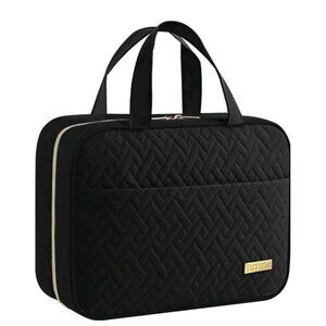 Travel Toiletry Bag - Toiletry Bag w/Hanging Hook - Spacious Medium Black